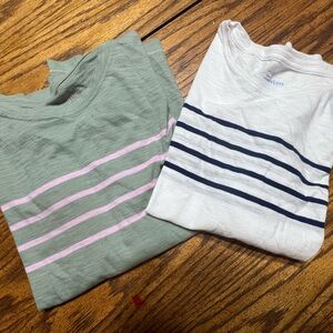 Vineyard Vines Green and White Striped Long Sleeve SurfTees